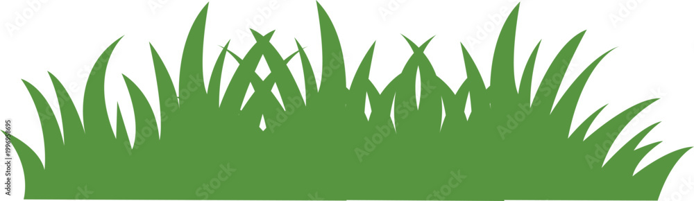 Fototapeta premium Fresh green grass blades with sharp tips natural texture vector Isolated on transparent background.