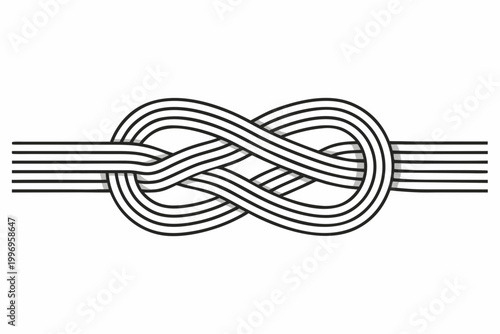 Intricate figure eight knot illustration with parallel black lines