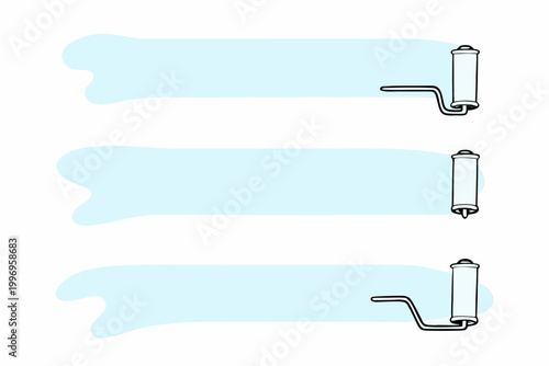 Illustration of paint rollers and light blue painted surfaces