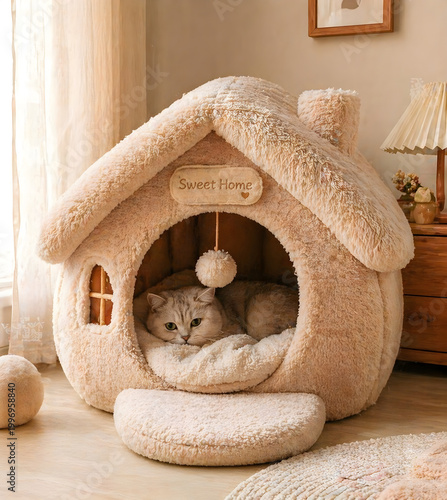 plush cozy cat house