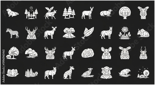 Collection of various animal silhouettes in a minimalist style, perfect for design.