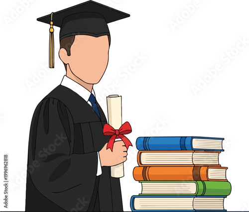 Graduate Holding Diploma Books.