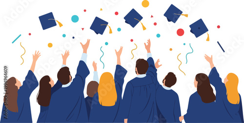 Graduates Celebrate Throwing Hats 1.