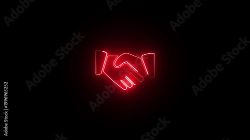 Neon line Creative handshake design displays unity and collaboration.relationships, support, co-worker, work together Neon line Creative handshake design displays unity and collaboration.
