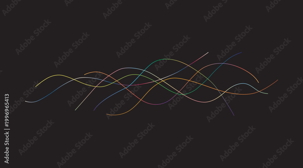 Фотография Vibrant multicolored wavy lines on a create a dynamic visual effect