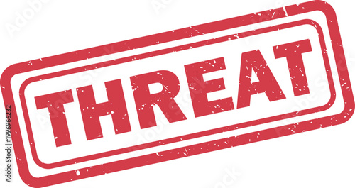 Red threat stamp with distressed texture