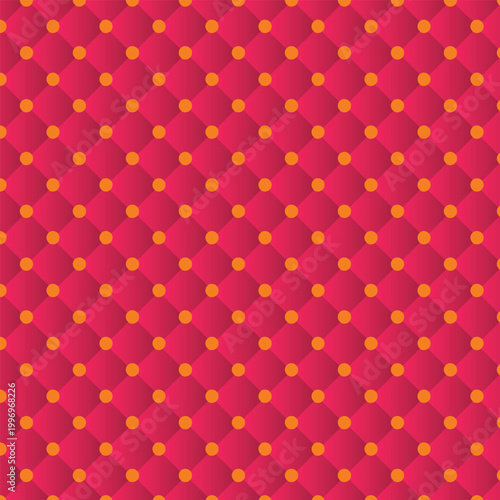 Premium pink tufted leather background with gold buttons luxury quilted upholstery vector illustration