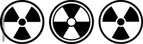 Radiation hazard symbol icons set vector illustration with different styles nuclear warning signs isolated on white background minimal modern safety design