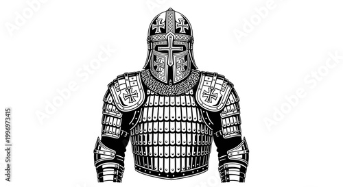 Medieval knight armor metal suit.