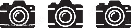 camera photo three icon set vector web design illustration 