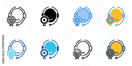 Service branding icons set multiple style collection. Editable stroke 
