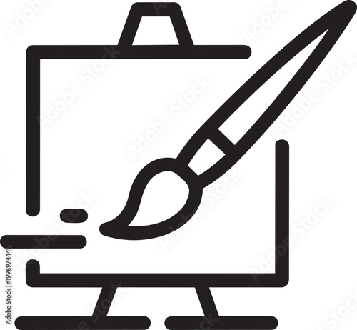 Black icon of paintbrush on easel