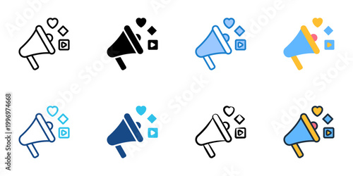 Digital branding icons set multiple style collection. Editable stroke 
