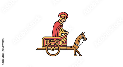 Ancient Roman Man Riding Chariot.