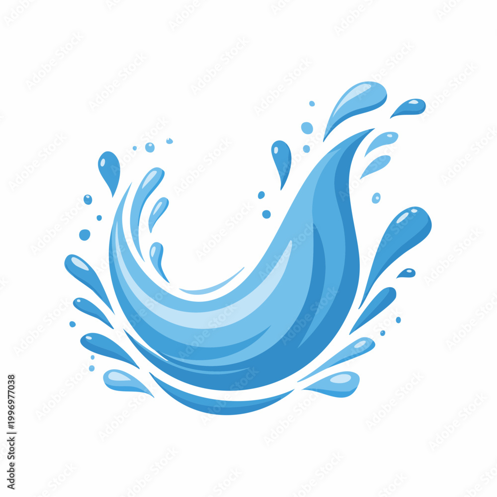 Fototapeta premium Dynamic Blue Water Splash Illustration