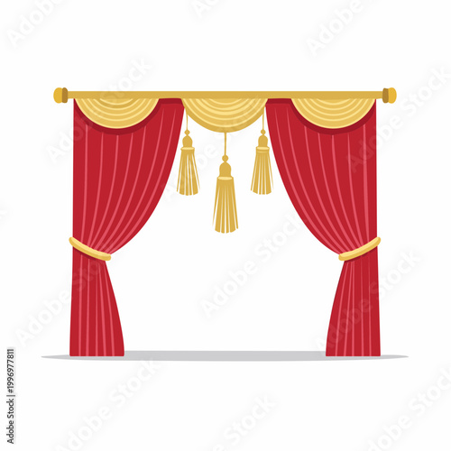 Red Stage Curtains with Gold Tassels