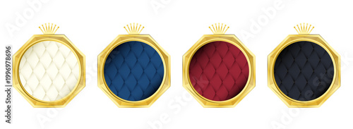 Luxury Gold Badge Set with Tufted Velvet Upholstery Pattern