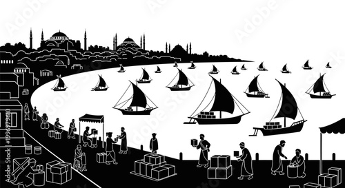 Sailboats on a body water.