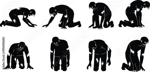 Black vector silhouettes of women and girls illustrate people in action including sport, dance, and art alongside silhouettes of men, children, a baby, and a dog having fun