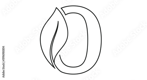 Minimalist line drawing of a letter o incorporating a leaf element