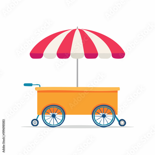 Illustration of a food cart with umbrella