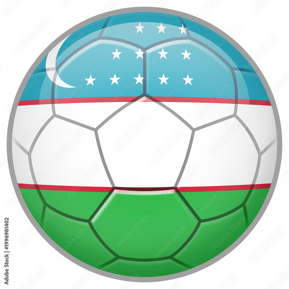 Fototapeta premium Uzbekistan Soccer Ball. Football Concept. National Team Flag. PNG illustration isolated on transparent background. 