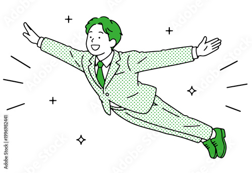 空を飛ビジネスマン