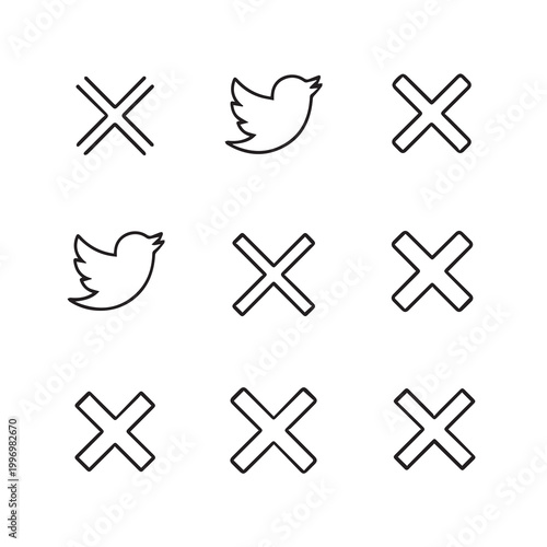 Bird icons with cross marks in a clean minimalist grid arrangement