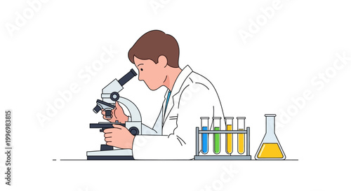 Scientist Using Microscope in Laboratory Setting