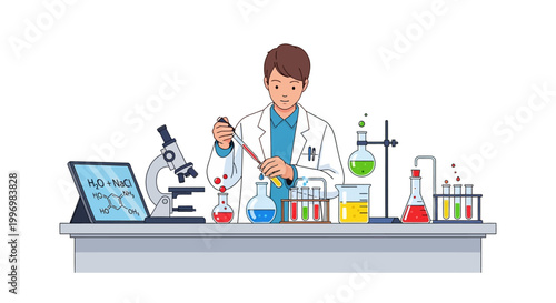 Scientist Working in Laboratory with Chemical Equipment