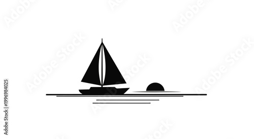 Sailboat on calm water surface.