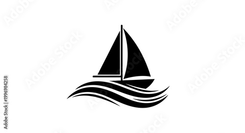 Sailboat Icon on Water Surface.
