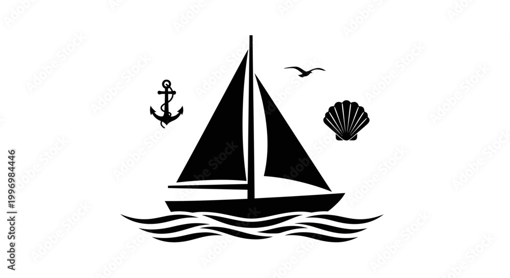 Fototapeta premium Sailing Boat on the Water Surface.