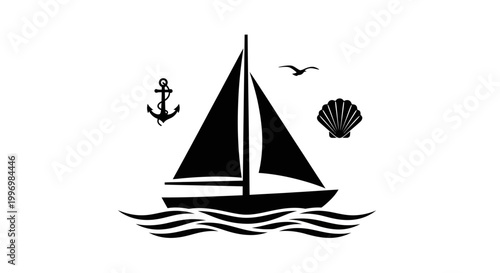 Sailing Boat on the Water Surface.