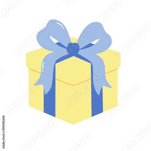 Gift Box with Blue Ribbon Design for Birthday or Celebration