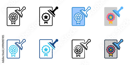 Brand license icons set multiple style collection. Editable stroke 
