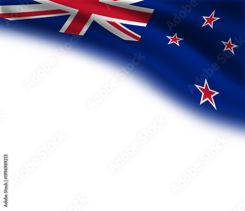Bild auf Leinwand White background with New Zealand flag in the upper right corner