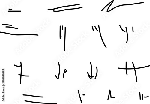 A collection of abstract handwritten symbols and doodles, presented in a clean, minimalist artistic style, conveying a sense of modern graphic design