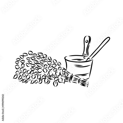 Sauna whisk for steaming — vector sketch