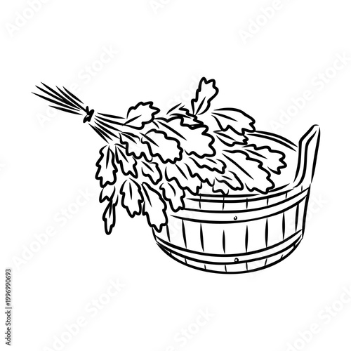 Sauna whisk for steaming — vector sketch