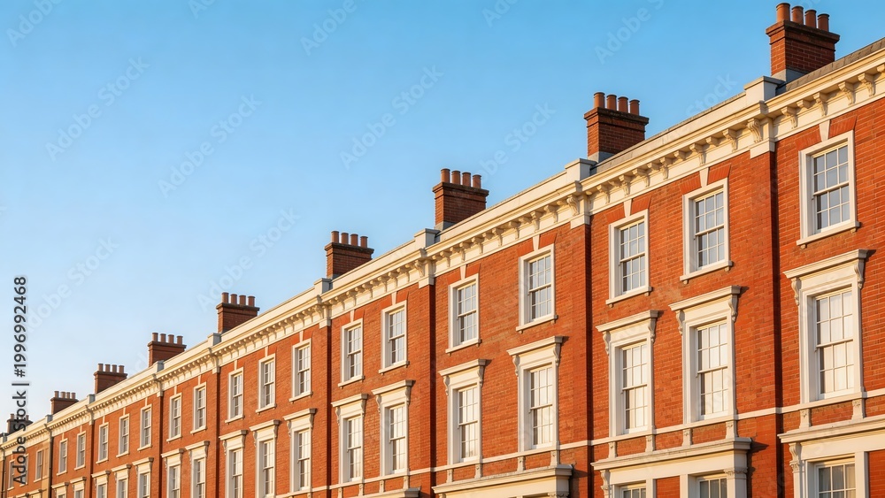 Fototapeta premium Row of red brick townhouses