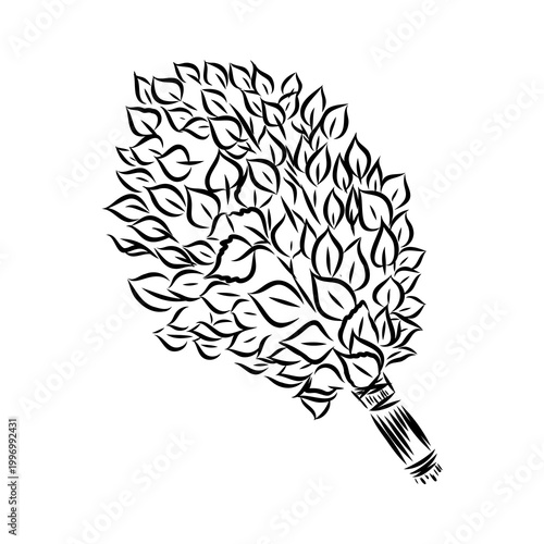 Sauna whisk for steaming — vector sketch