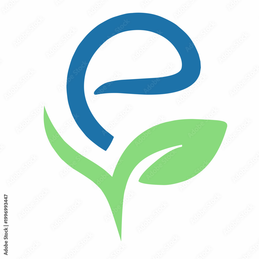 Fototapeta premium Letter E Leaf Logo Minimal Eco Friendly Nature Design
