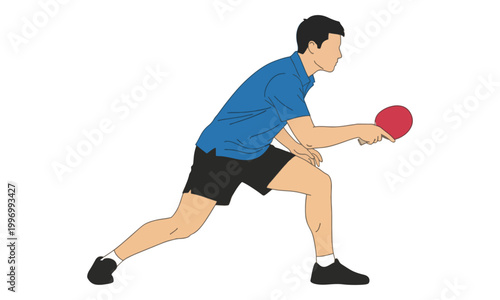 Table Tennis Player Athlete Illustration with Paddle Isolated