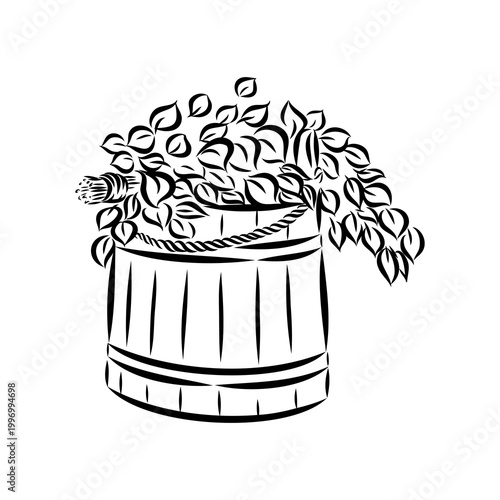 Sauna, Steaming,Bathhouse, vector sketch