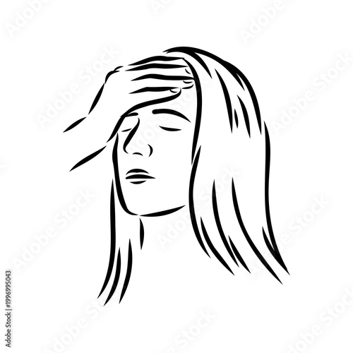 Headache, symptoms of illness, vector sketch