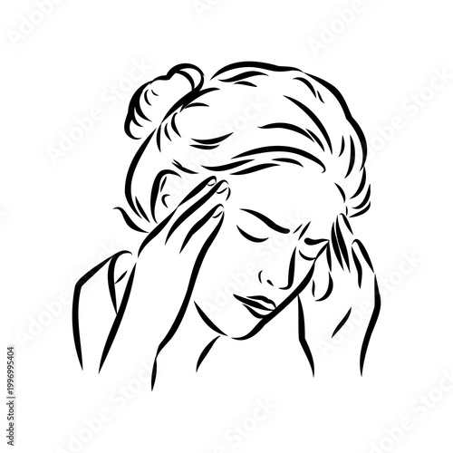 Headache, symptoms of illness, vector sketch