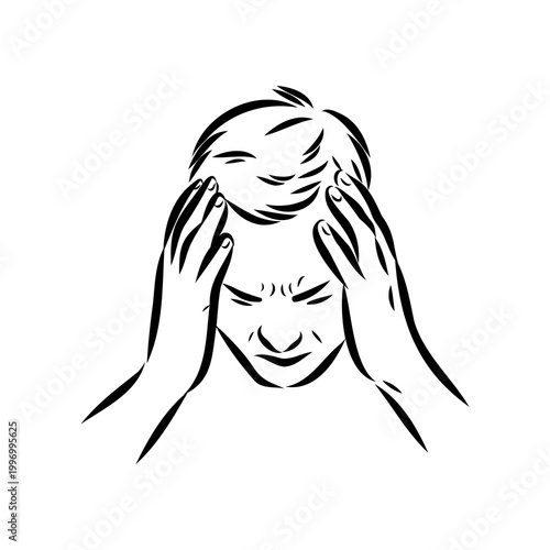 Headache, symptoms of illness, vector sketch