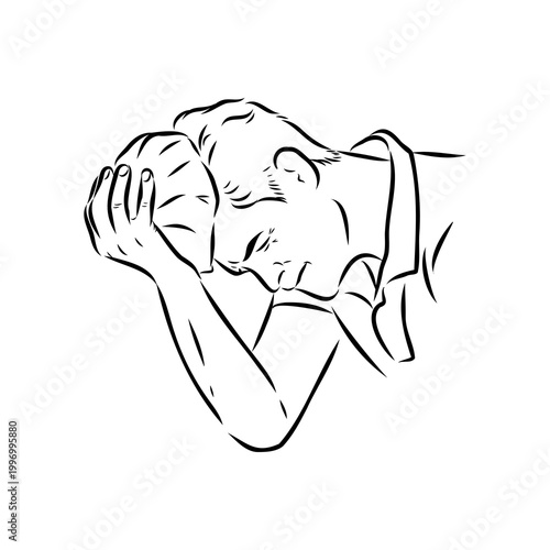 Headache, symptoms of illness, vector sketch