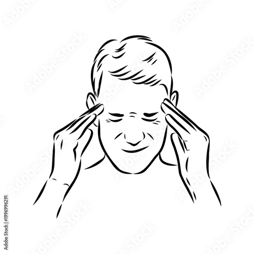 Headache, symptoms of illness, vector sketch